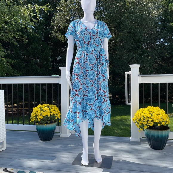 J. Crew Dresses & Skirts - J.crew V-neck flutter-hem dress in aqua paisley